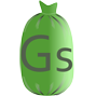Grafik - ein grüner Sack mit Aufschrift Gs - das Symbol für die Straßensammlung von Grünabfallen