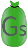 Grafik - Grünabfallsack mit Aufschrift GS - Symbol für die Straßensammlung von Grünabfällen